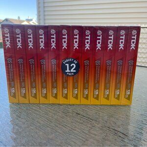 TDK Premium Quality VHS T-120 QS 6 Hour Sealed Tapes Pack of 12